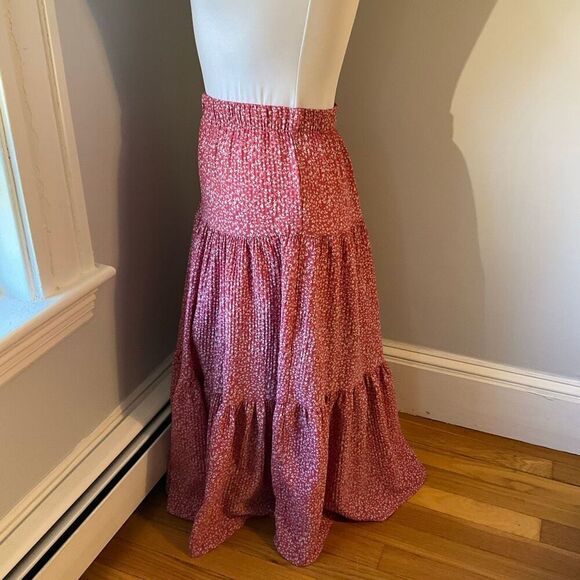 Pink Floral Three Tier Maxi Skirt, Small. Ultra feminine - Picture 6 of 9
